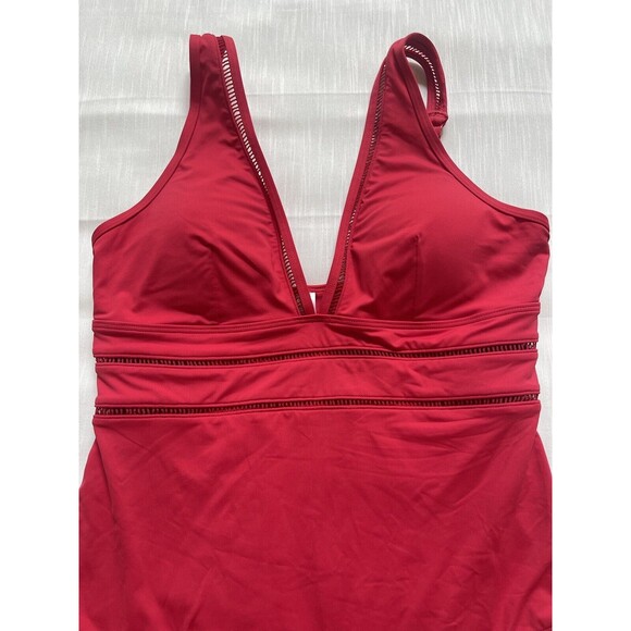 Sea Level Swim Essentials Spliced One Piece Swimsuit In Red Sz 12 New W/O Tag - Picture 5 of 10